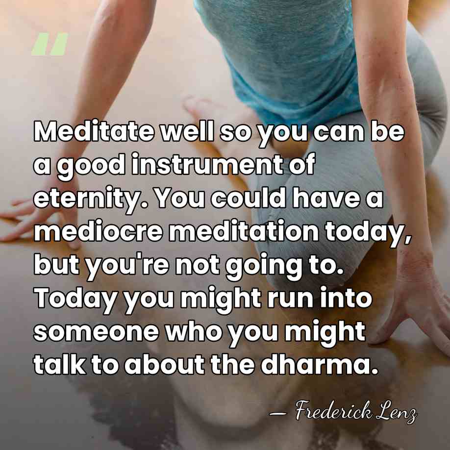 Meditate well so you can be a good instrument of eternity. You&hellip; - Frederick Lenz