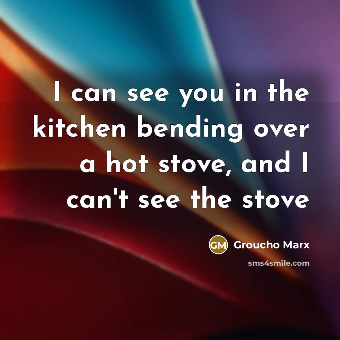 “I can see you in the kitchen bending over a…” quote by Groucho Marx