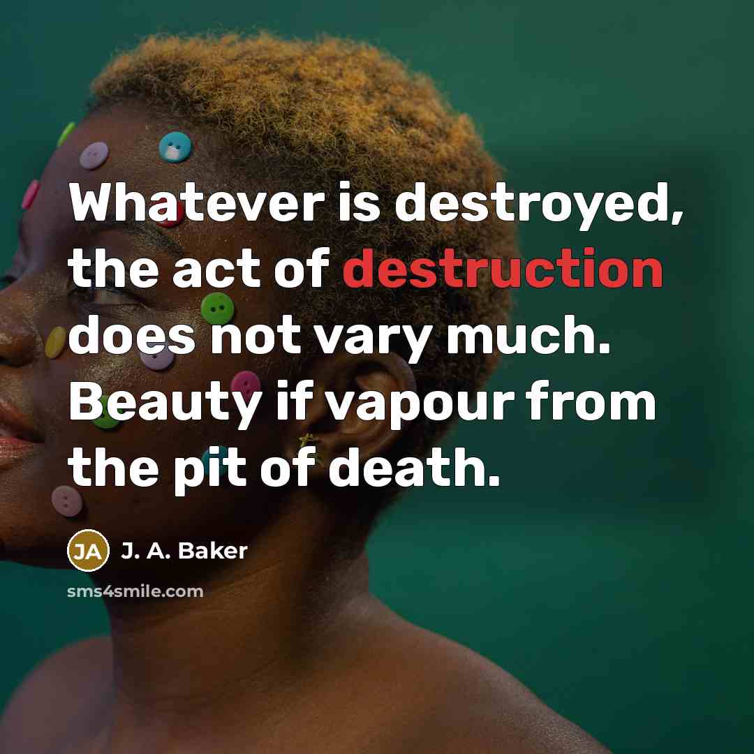 “Whatever is destroyed, the act of destruction does not vary…” quote by J. A. Baker