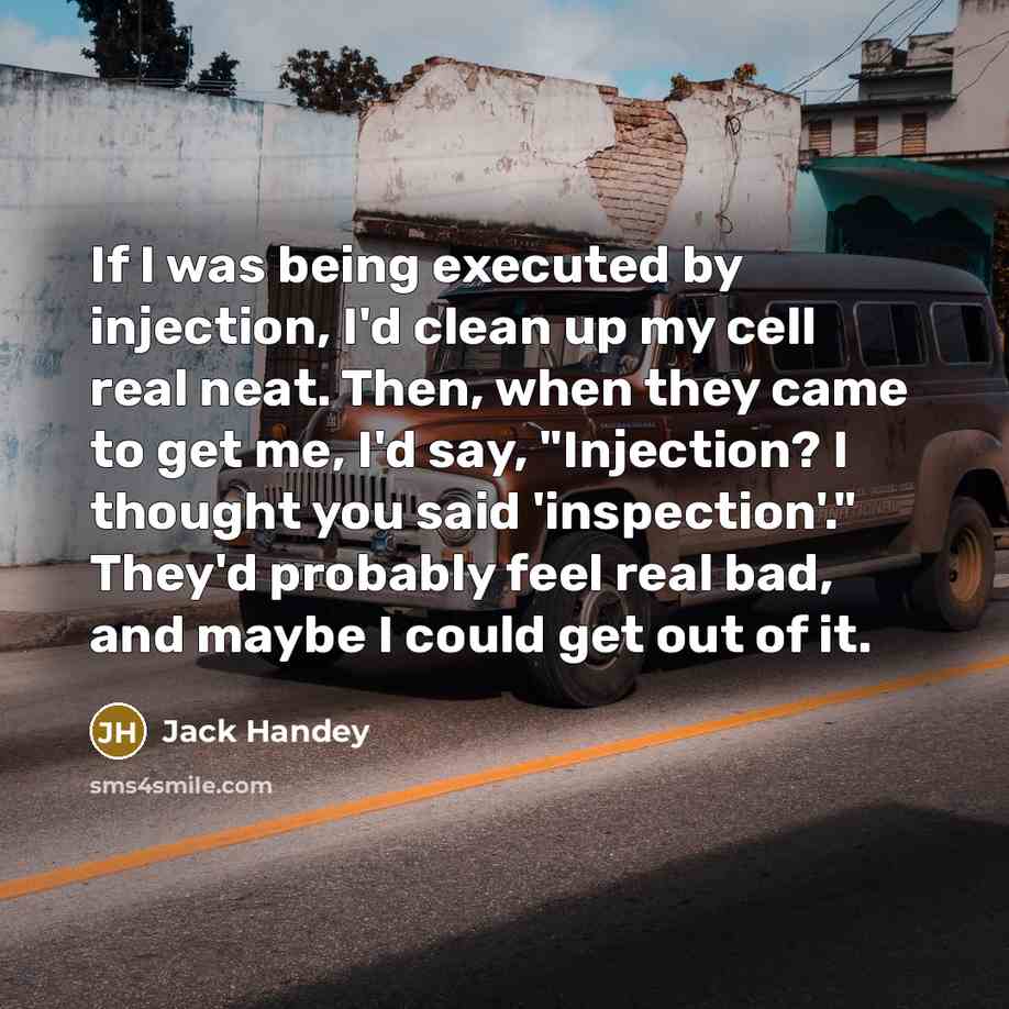 “If I was being executed by injection, I'd clean up…” quote by Jack Handey