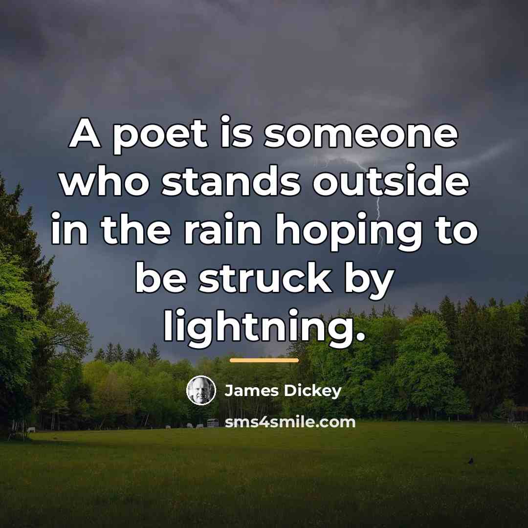 “A poet is someone who stands outside in the rain…” quote by James Dickey