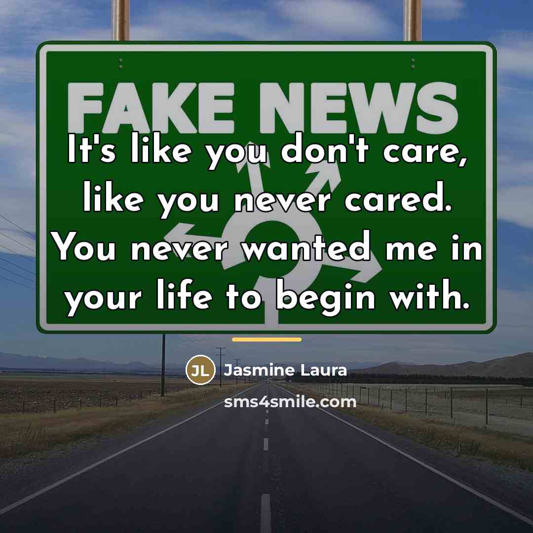 “It's like you don't care, like you never cared. You…” quote by Jasmine Laura