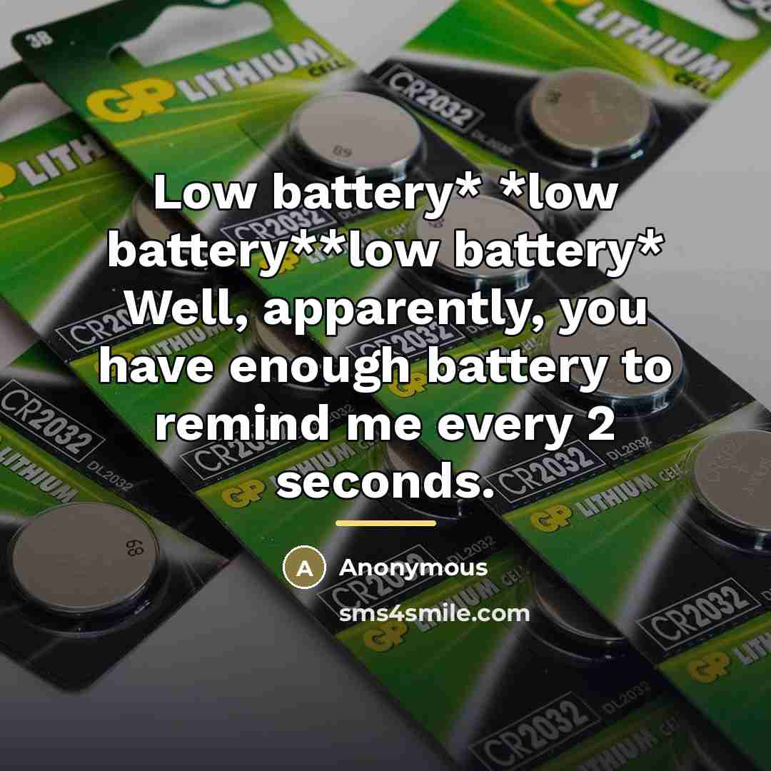 “Low battery* *low battery**low battery* Well, apparently, you have enough…” quote by Anonymous