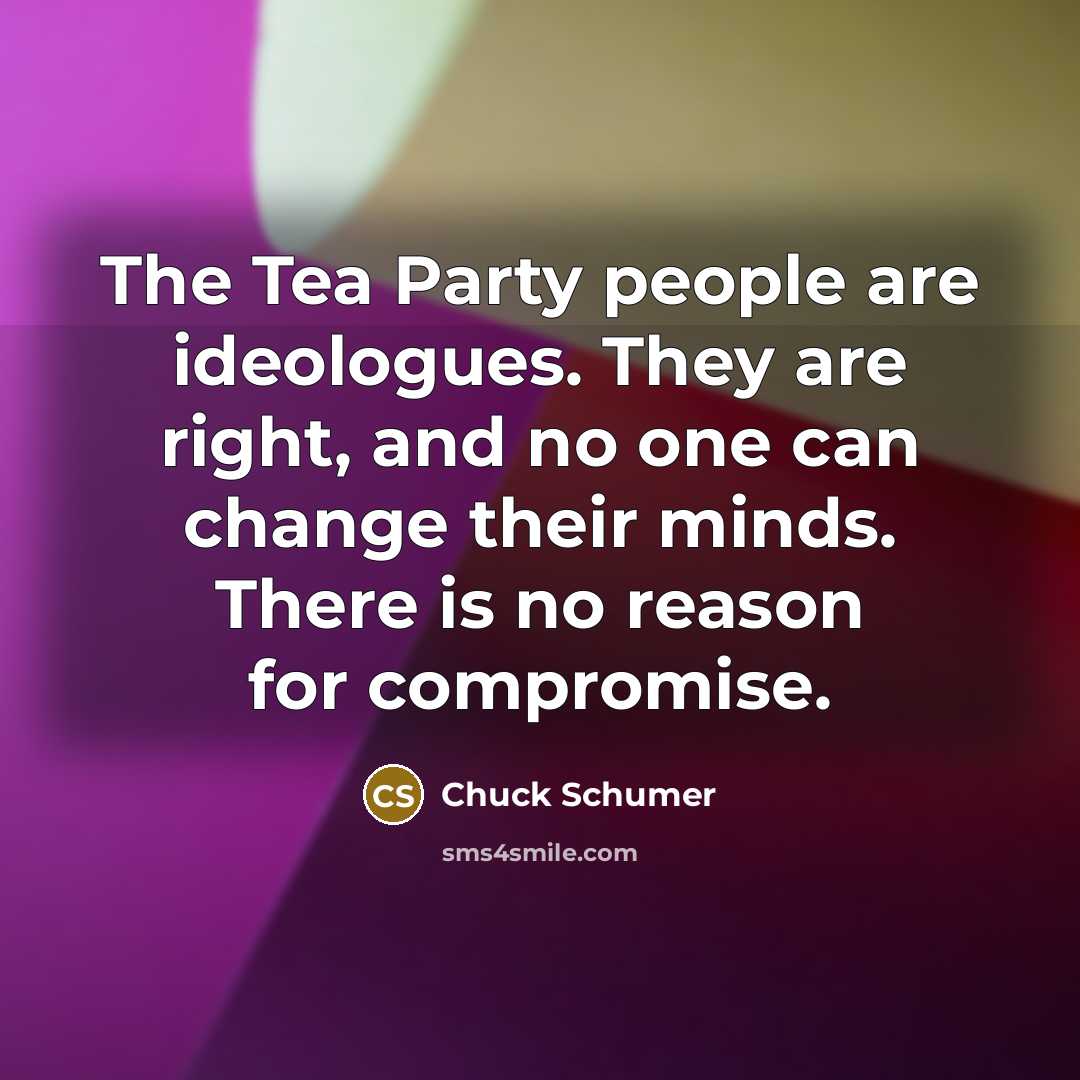 “The Tea Party people are ideologues. They are right, and…” quote by Chuck Schumer