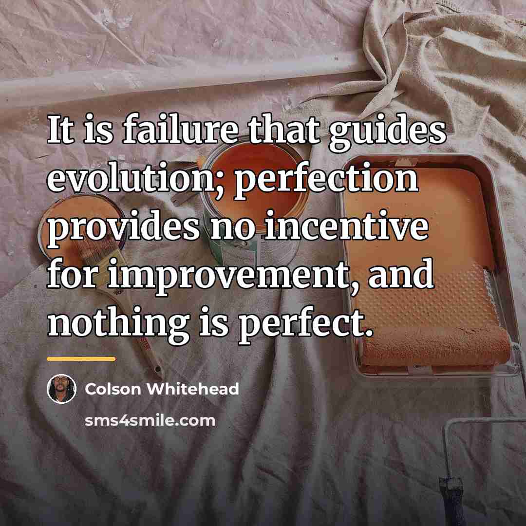 “It is failure that guides evolution; perfection provides no incentive…” quote by Colson Whitehead