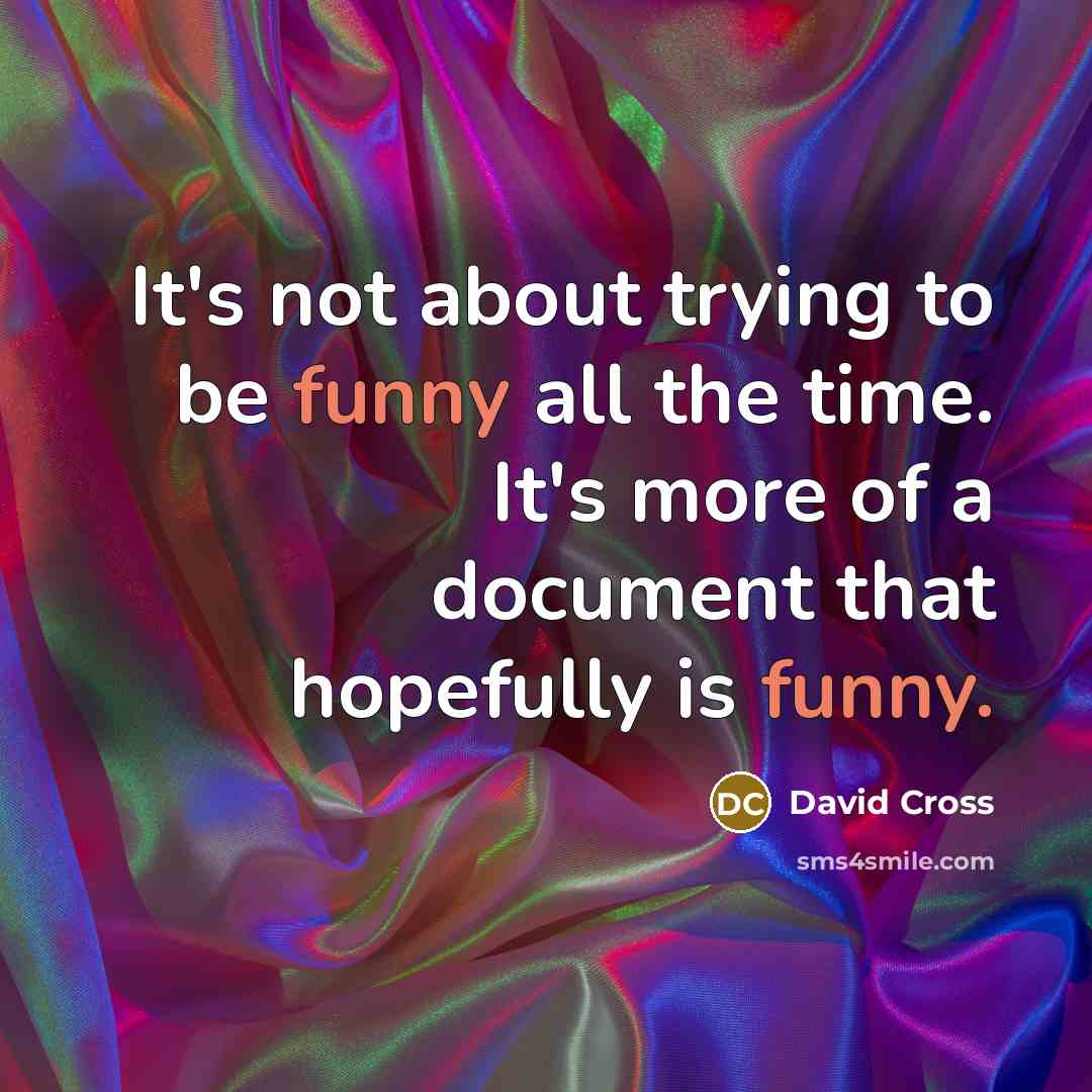 “It's not about trying to be funny all the time.…” quote by David Cross