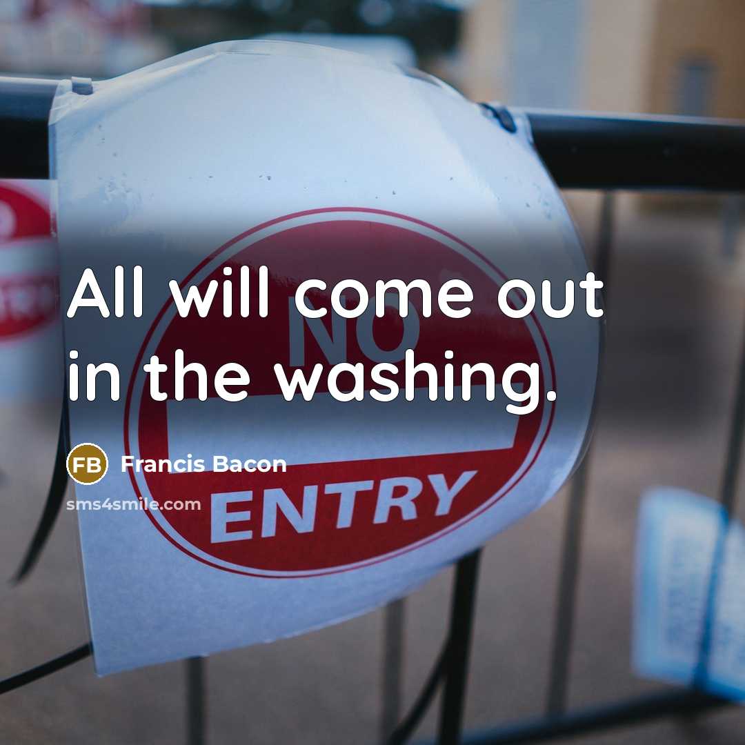 “All will come out in the washing.…” quote by Francis Bacon