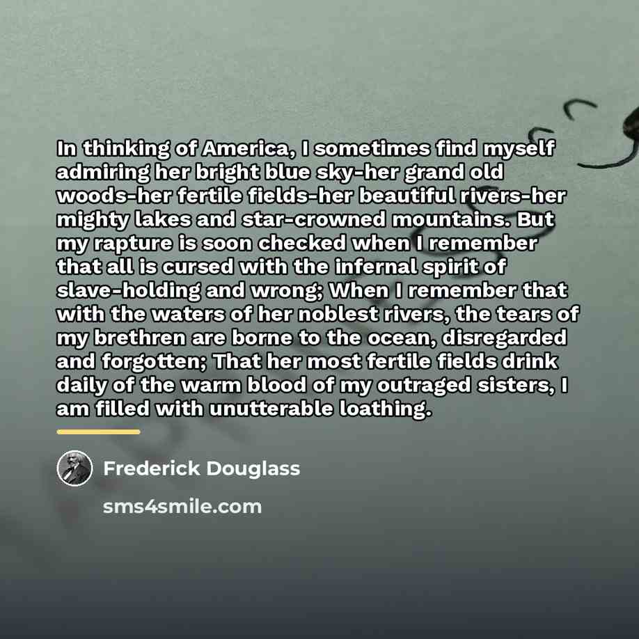 “In thinking of America, I sometimes find myself admiring her…” quote by Frederick Douglass