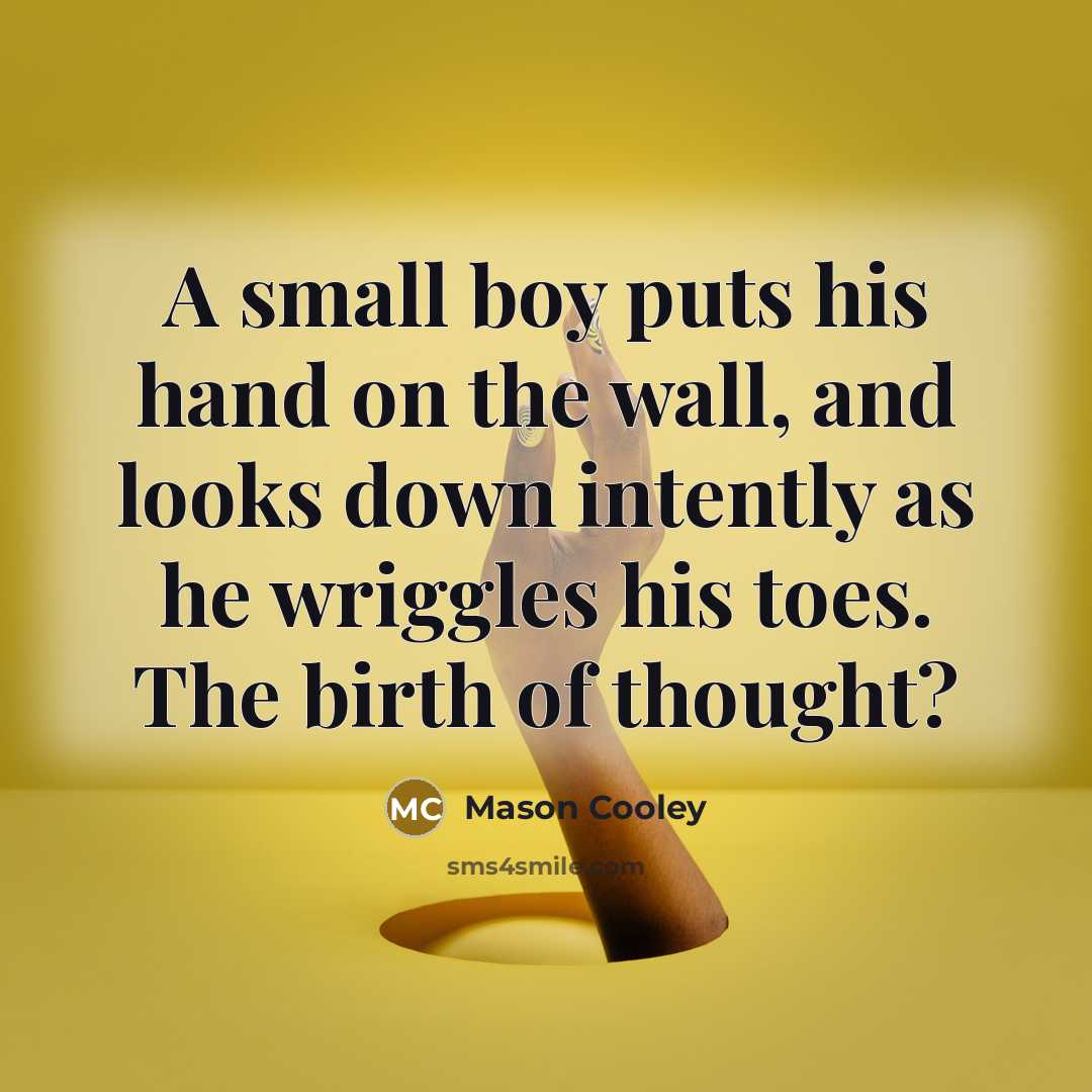 “A small boy puts his hand on the wall, and…” quote by Mason Cooley