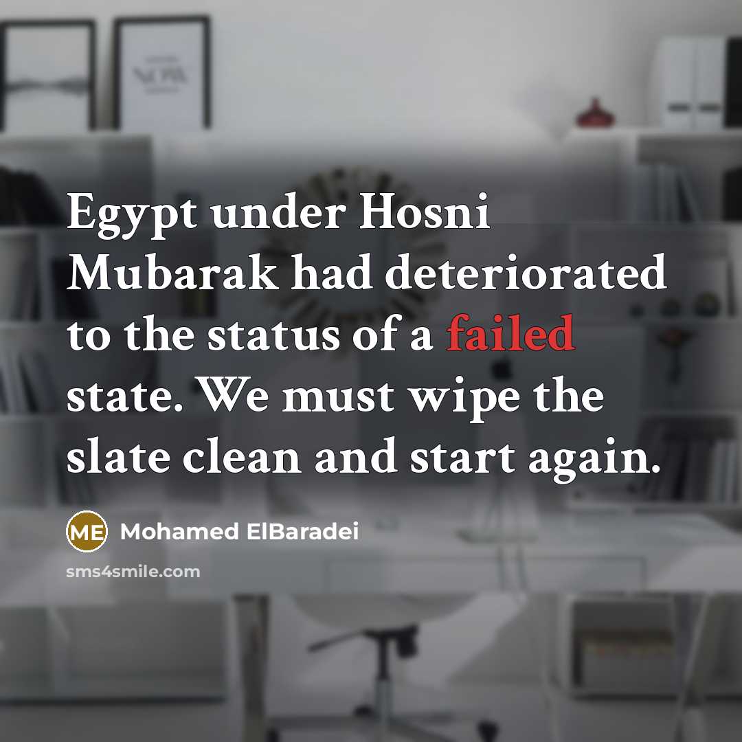 “Egypt under Hosni Mubarak had deteriorated to the status of…” quote by Mohamed ElBaradei