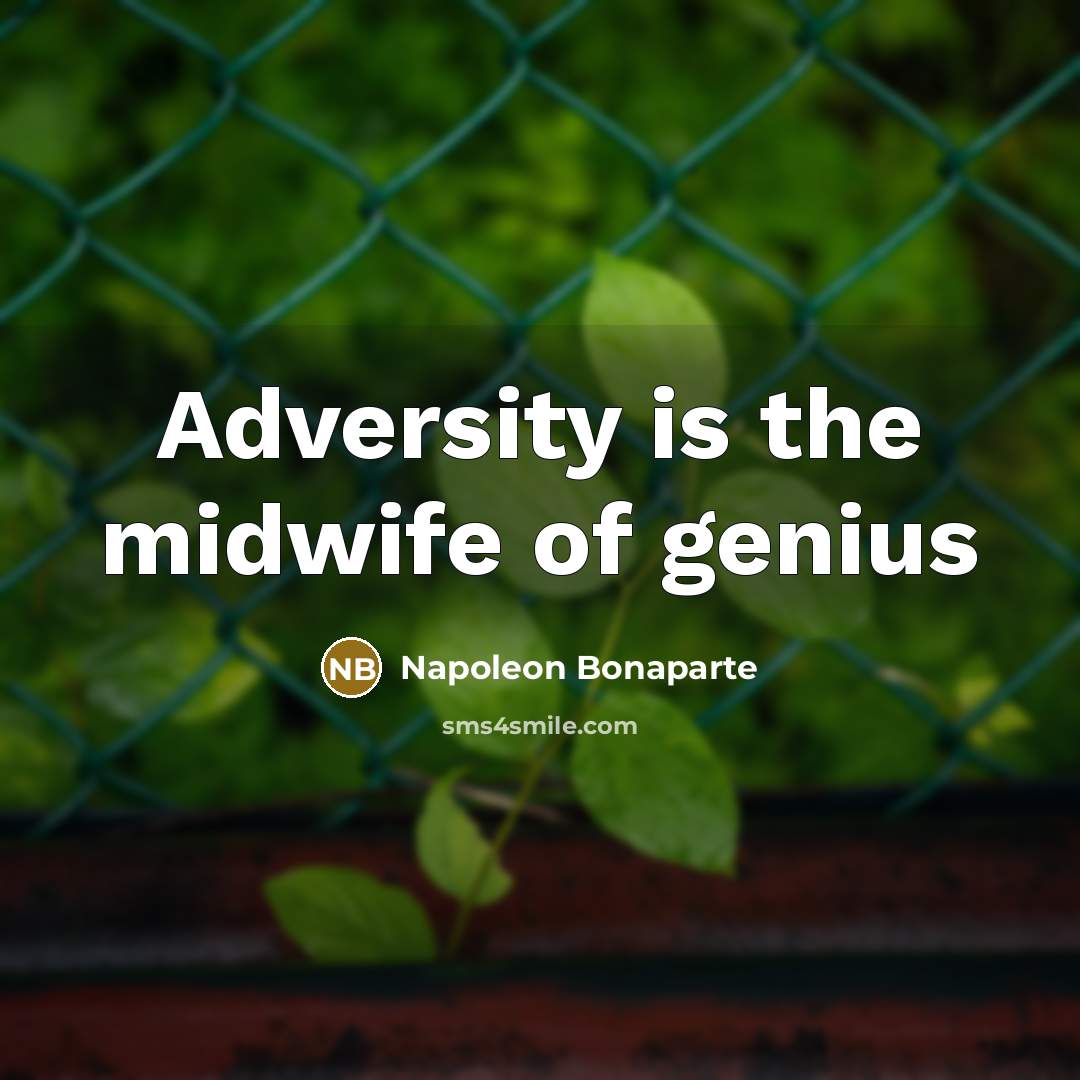 “Adversity is the midwife of genius…” quote by Napoleon Bonaparte