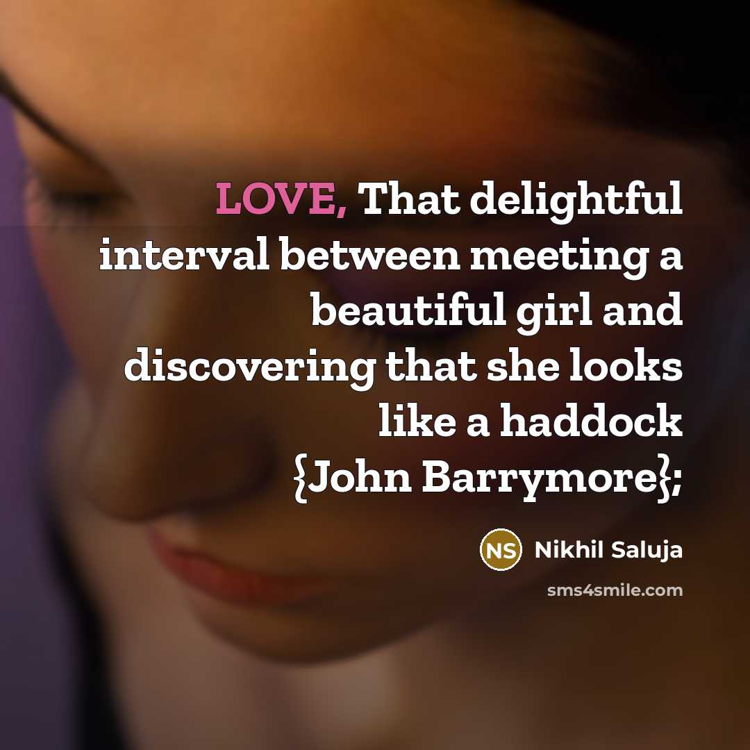 “LOVE, That delightful interval between meeting a beautiful girl and…” quote by Nikhil Saluja