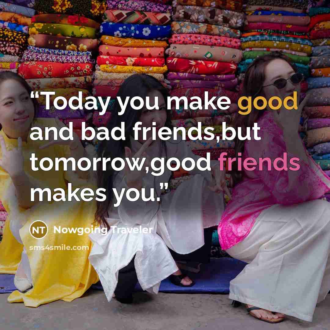 “Today you make good and bad friends,but tomorrow,good friends makes you.” quote by Nowgoing Traveler