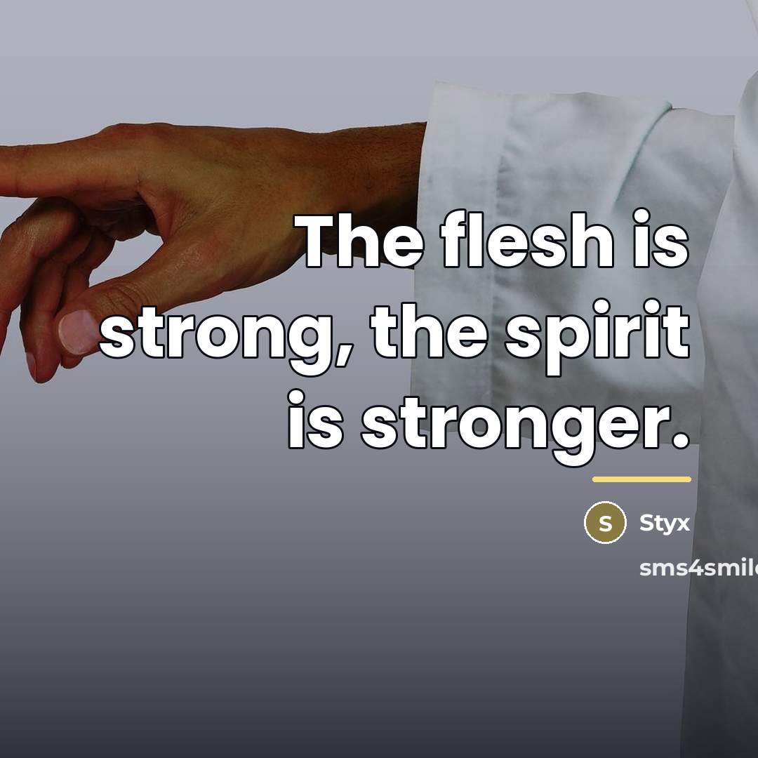 “The flesh is strong, the spirit is stronger.…” quote by Styx