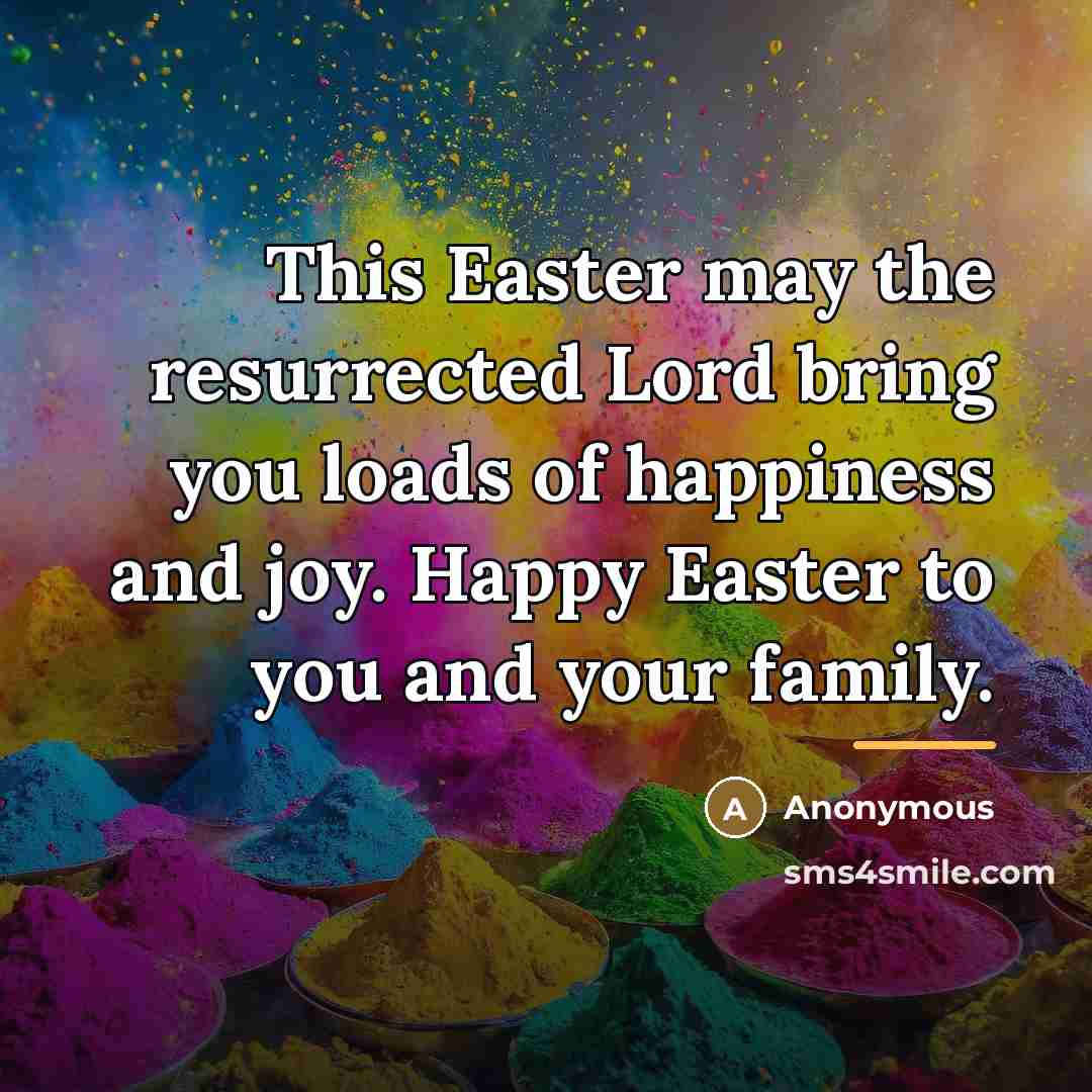 “This Easter may the resurrected Lord bring you loads of…” quote by Anonymous