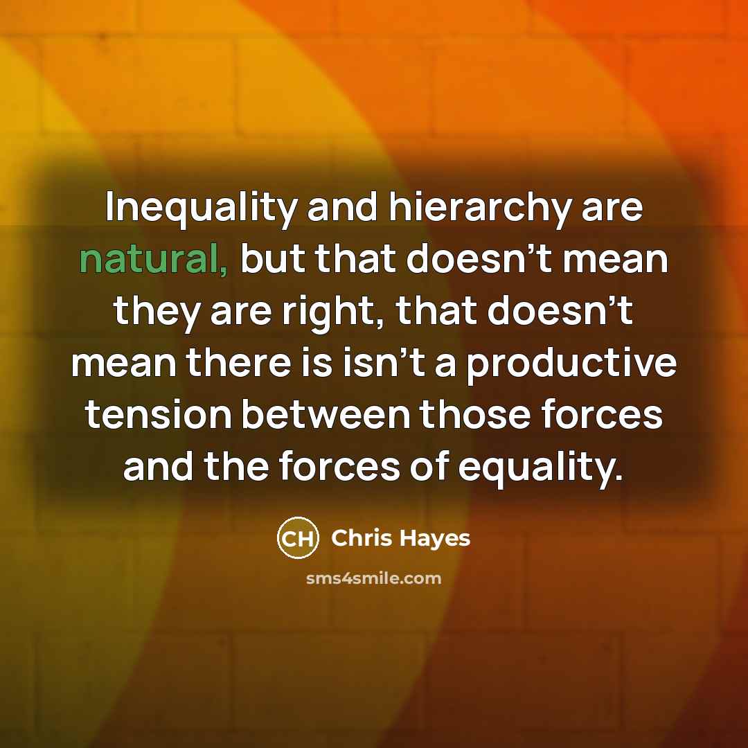 “Inequality and hierarchy are natural, but that doesn't mean they…” quote by Chris Hayes