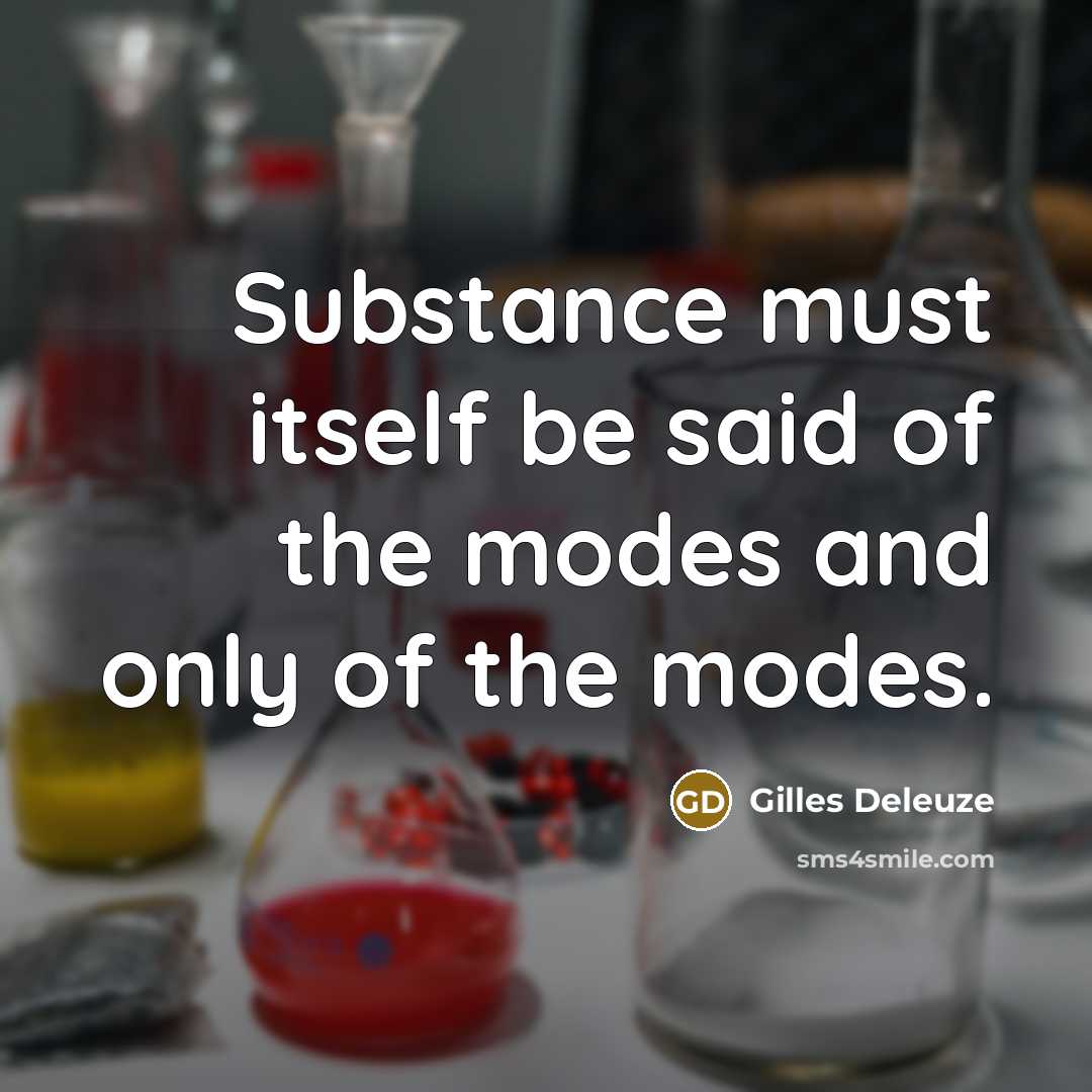 “Substance must itself be said of the modes and only…” quote by Gilles Deleuze