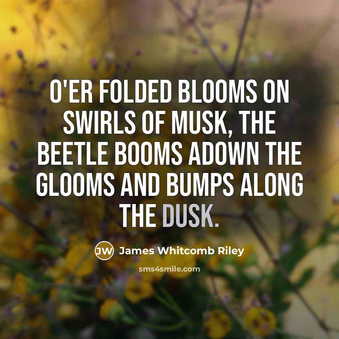 “O'er folded blooms On swirls of musk, The beetle booms…” quote by James Whitcomb Riley