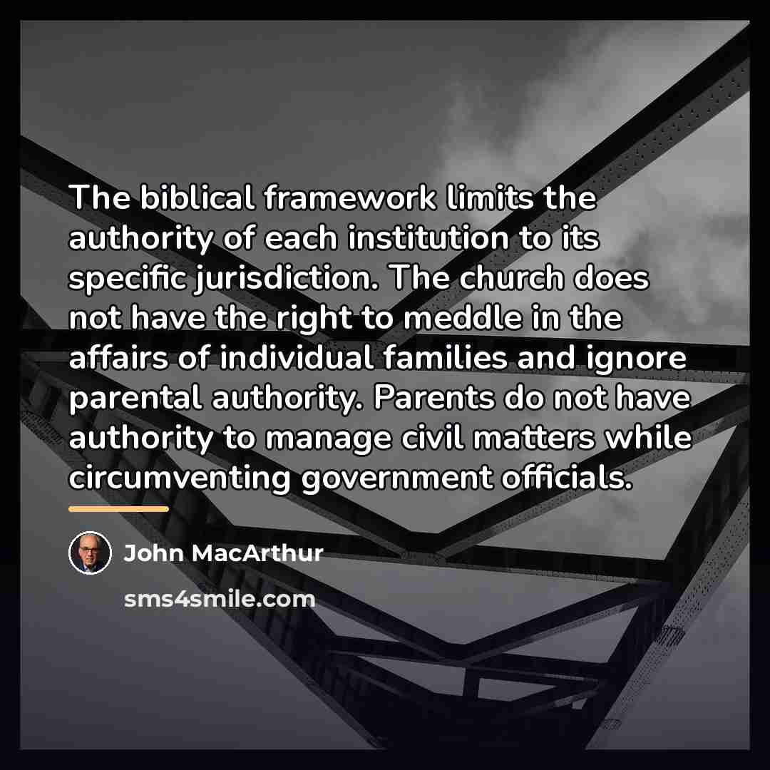“The biblical framework limits the authority of each institution to…” quote by John MacArthur