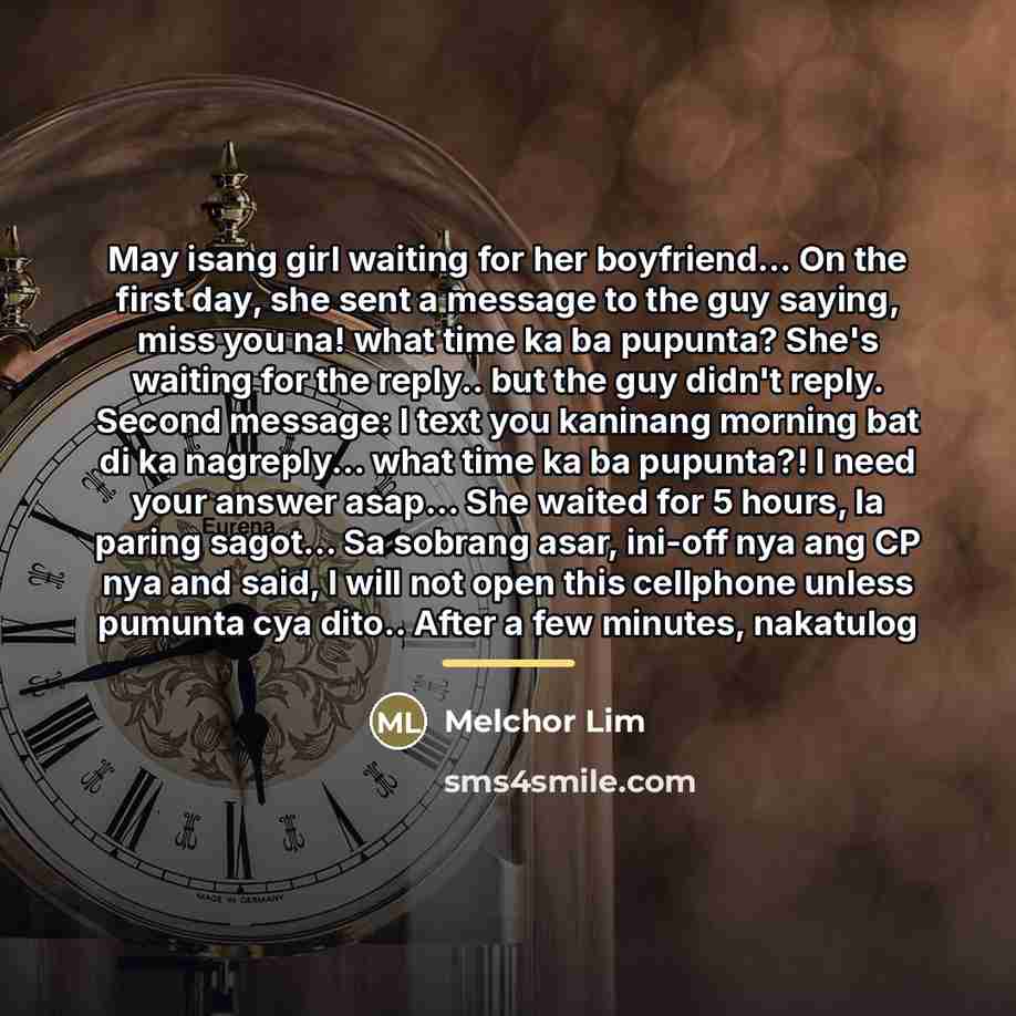 “May isang girl waiting for her boyfriend... On the first…” quote by Melchor Lim