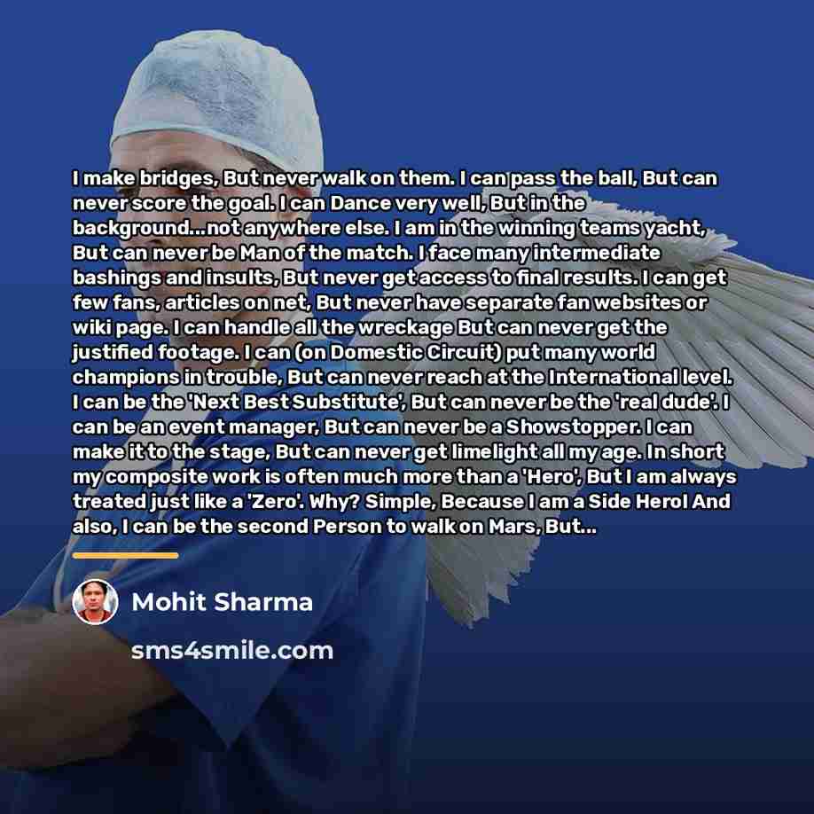 “I make bridges, But never walk on them. I can…” quote by Mohit Sharma