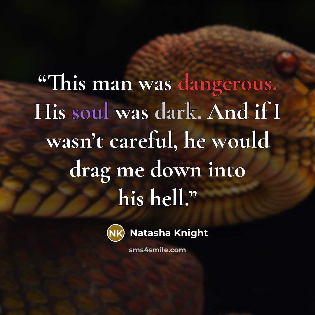 “This man was dangerous. His soul was dark. And if I wasn’t careful, he would drag me down into his hell.” quote by Natasha Knight