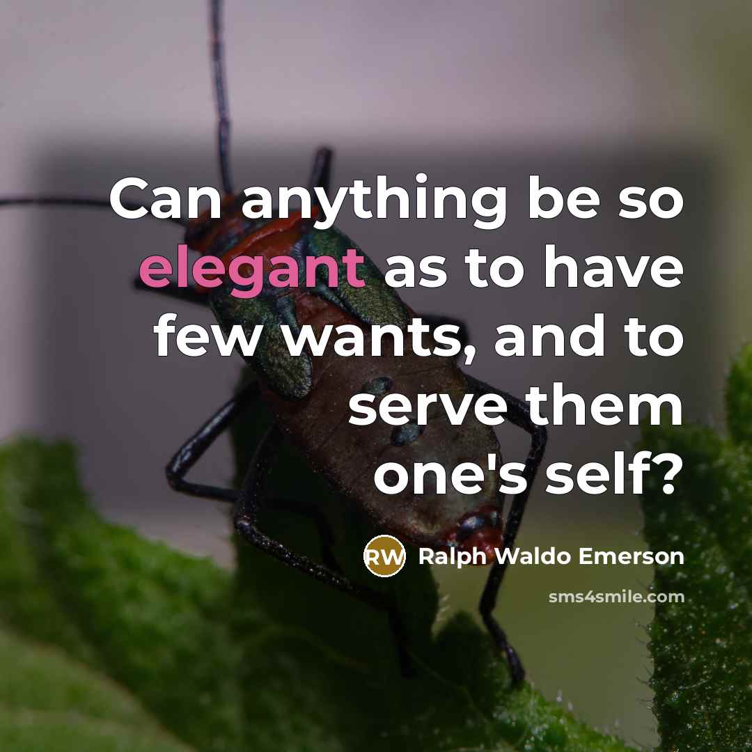 “Can anything be so elegant as to have few wants, and to serve them one's self?” quote by Ralph Waldo Emerson