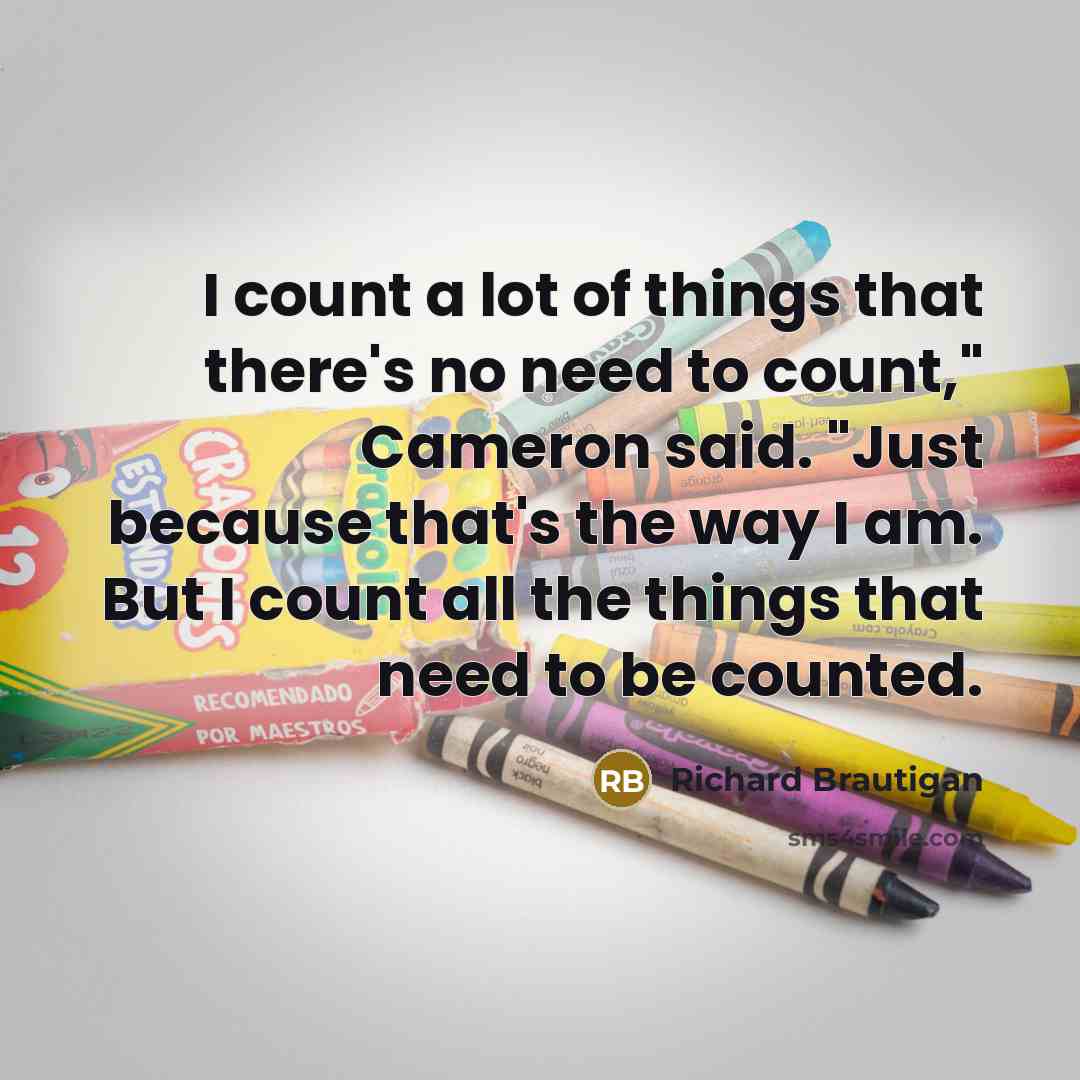 “"I count a lot of things that there's no need…” quote by Richard Brautigan