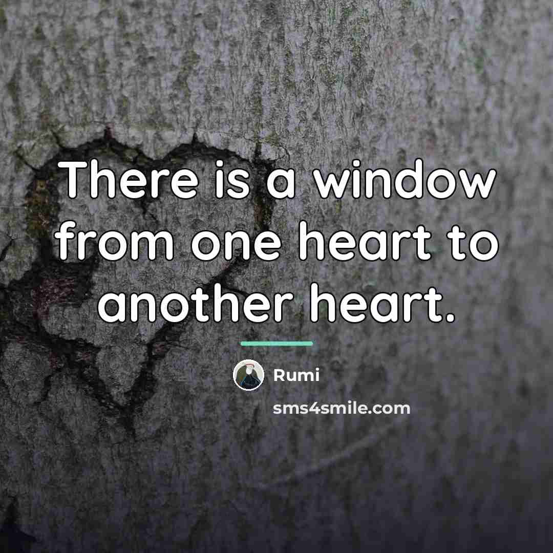 “There is a window from one heart to another heart.…” quote by Rumi