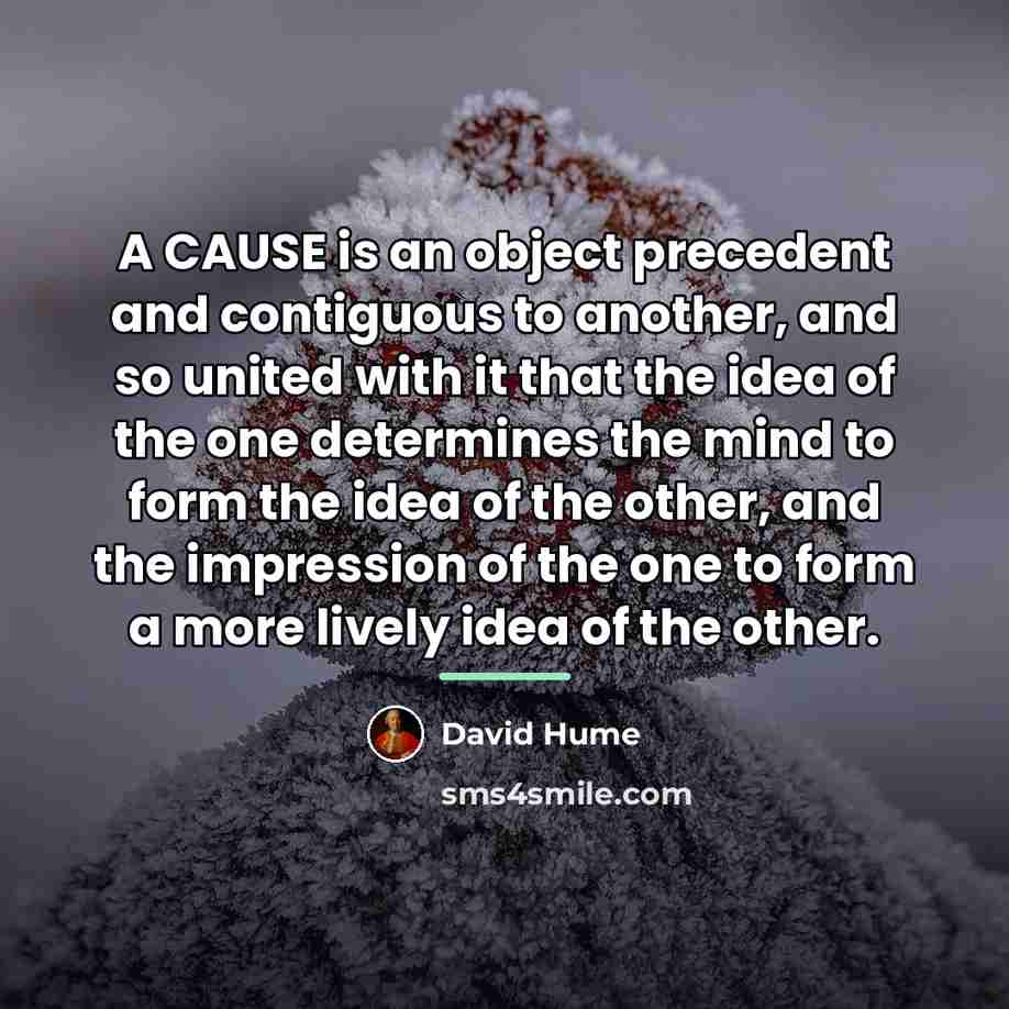 “A CAUSE is an object precedent and contiguous to another,…” quote by David Hume