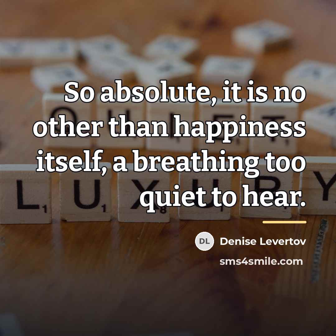 “So absolute, it is no other than happiness itself, a…” quote by Denise Levertov