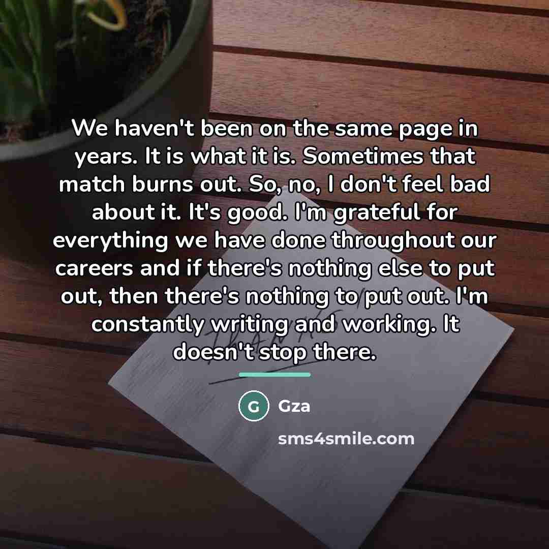 “We haven't been on the same page in years. It…” quote by GZA