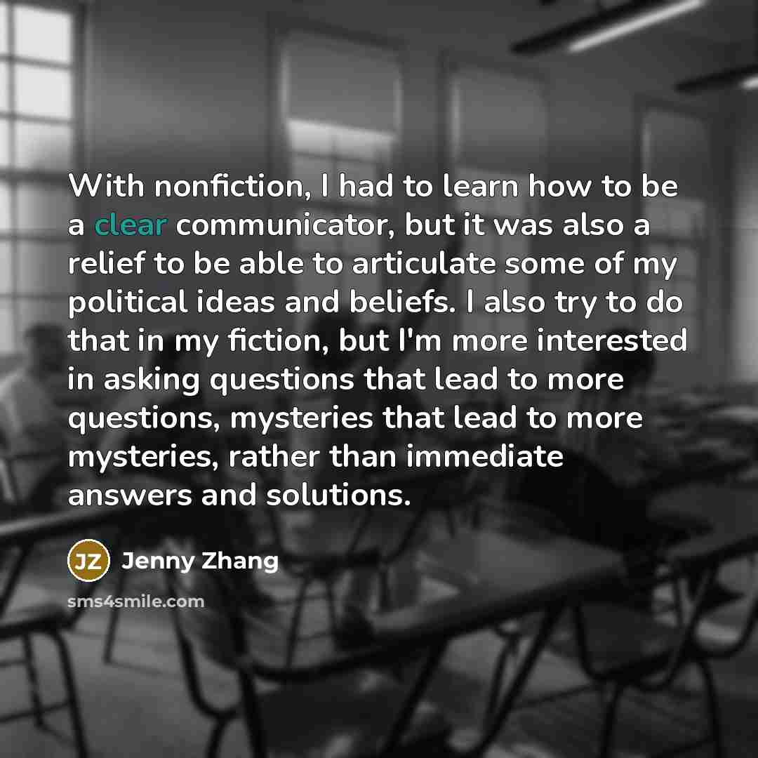 “With nonfiction, I had to learn how to be a…” quote by Jenny Zhang