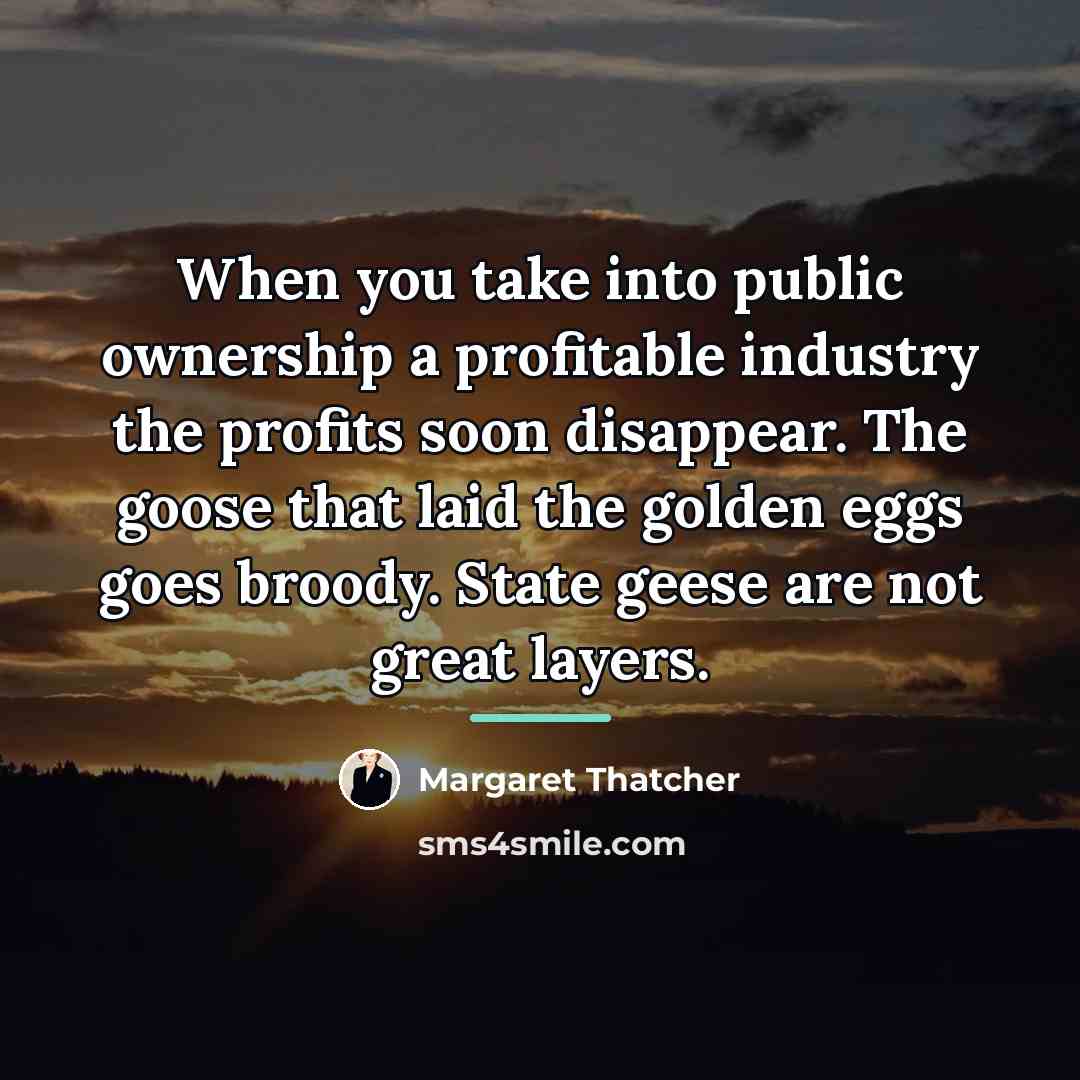 “When you take into public ownership a profitable industry the…” quote by Margaret Thatcher