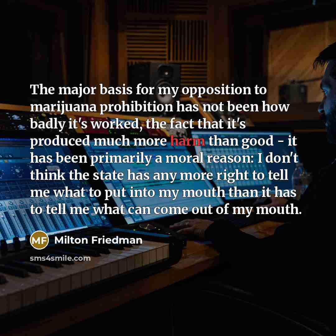 “The major basis for my opposition to marijuana prohibition has…” quote by Milton Friedman