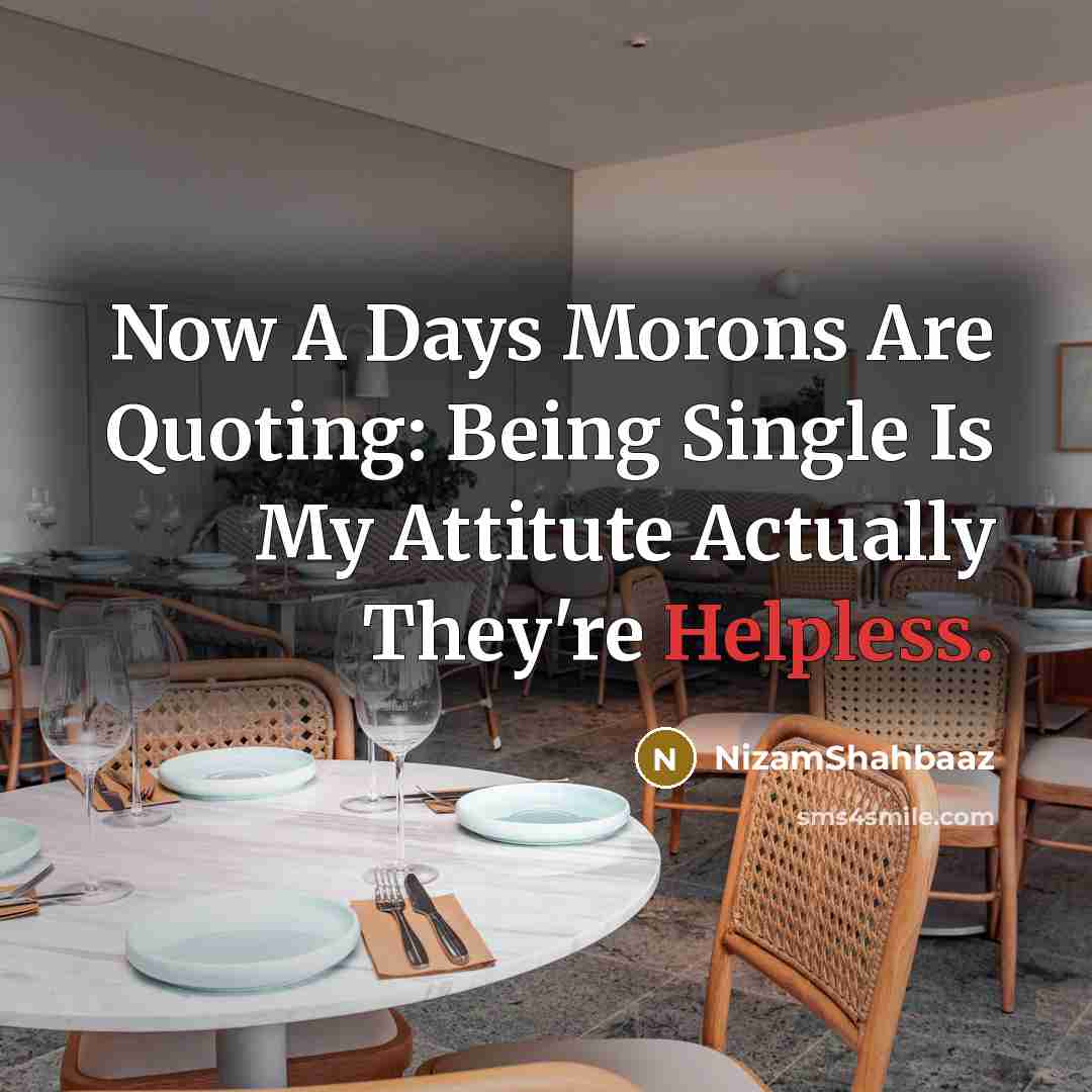 “Now A Days Morons Are Quoting: Being Single Is My…” quote by NizamShahbaaz