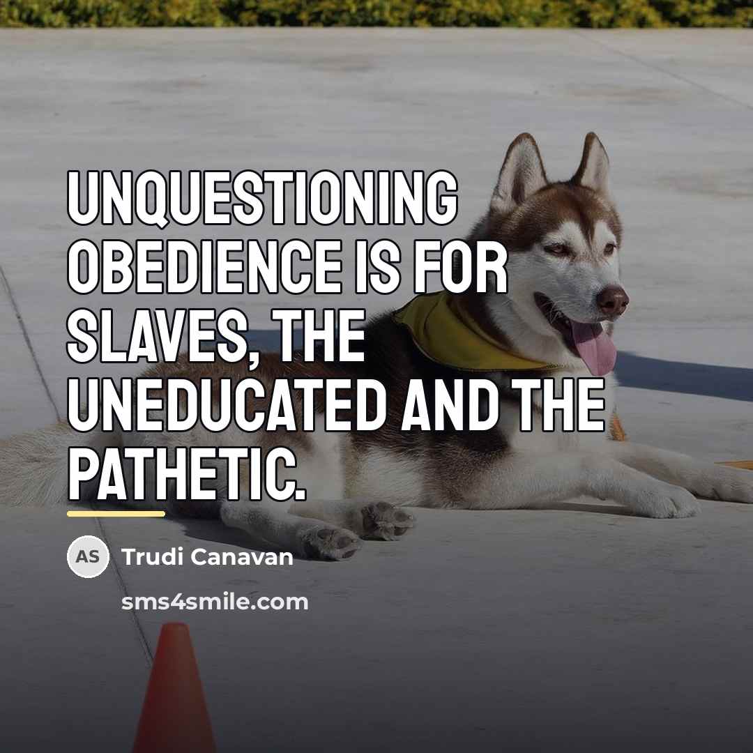 “Unquestioning obedience is for slaves, the uneducated and the pathetic.…” quote by Trudi Canavan