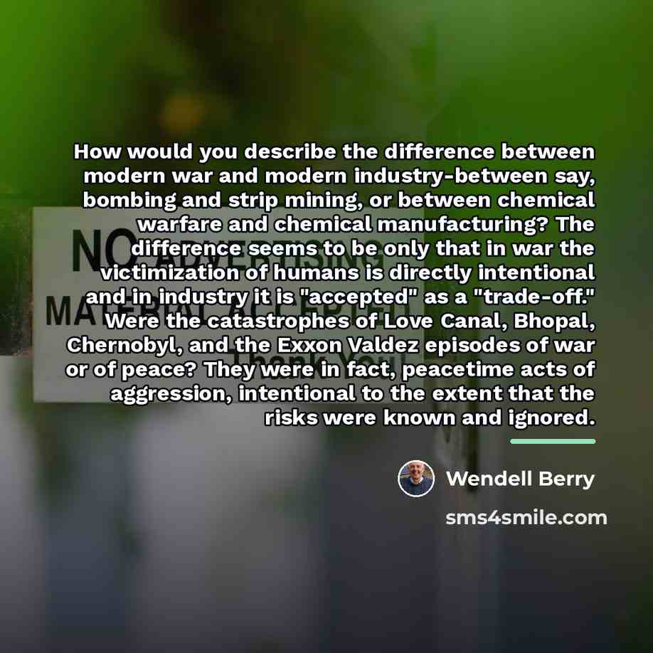 “How would you describe the difference between modern war and…” quote by Wendell Berry