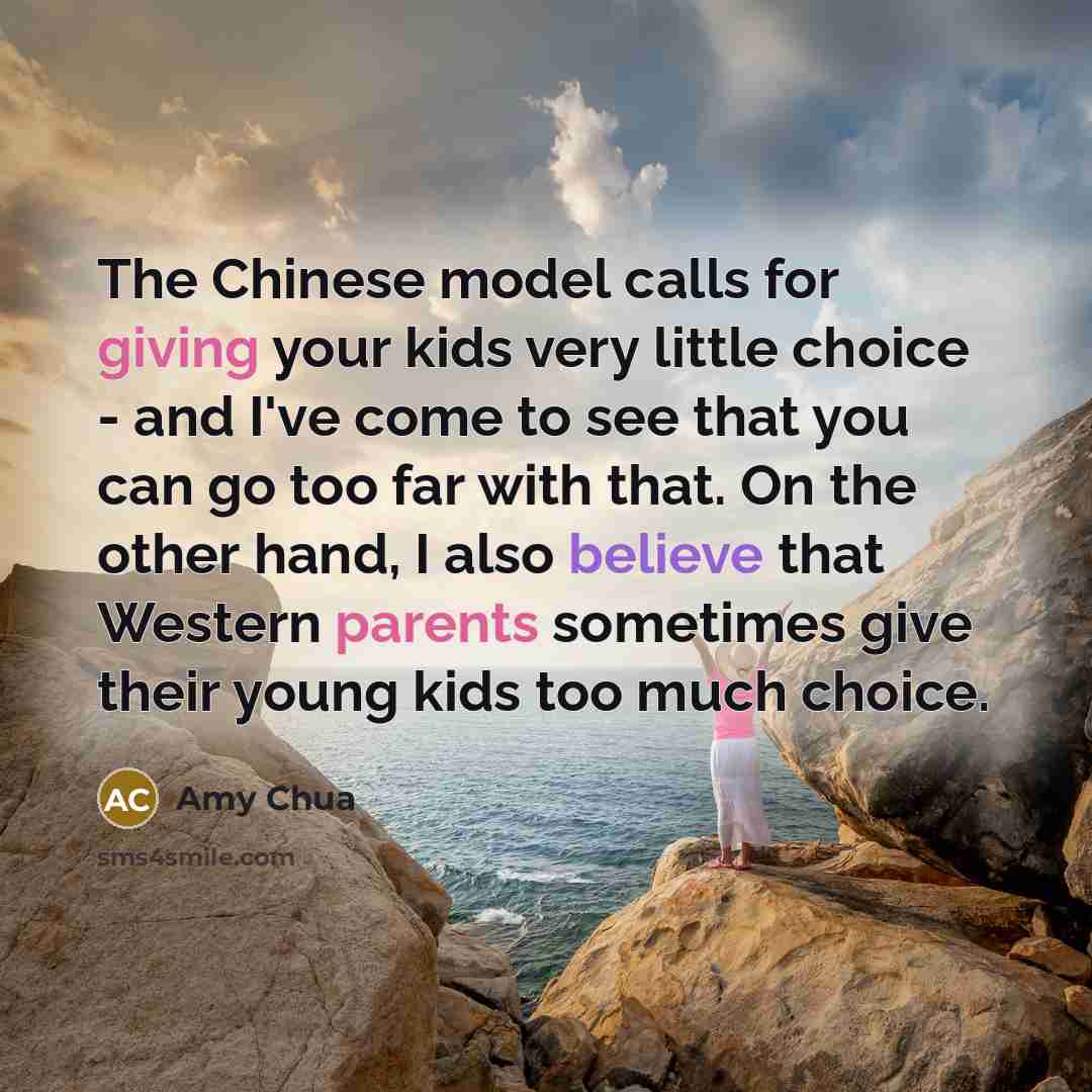 “The Chinese model calls for giving your kids very little…” quote by Amy Chua