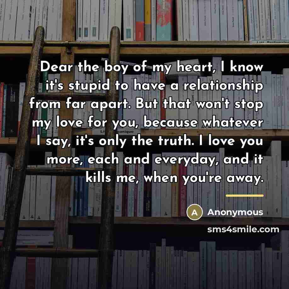 “Dear the boy of my heart, I know it's stupid…” quote by Anonymous