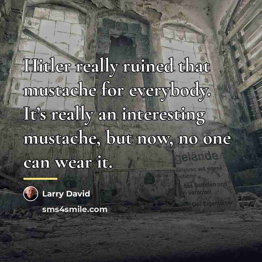 “Hitler really ruined that mustache for everybody. It’s really an…” quote by Larry David