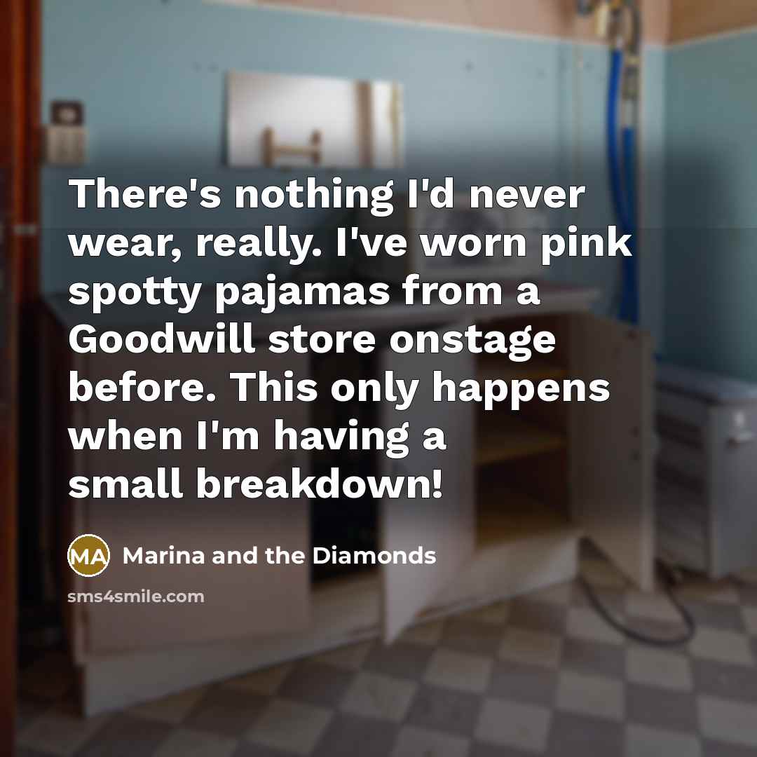 “There's nothing I'd never wear, really. I've worn pink spotty…” quote by Marina and the Diamonds