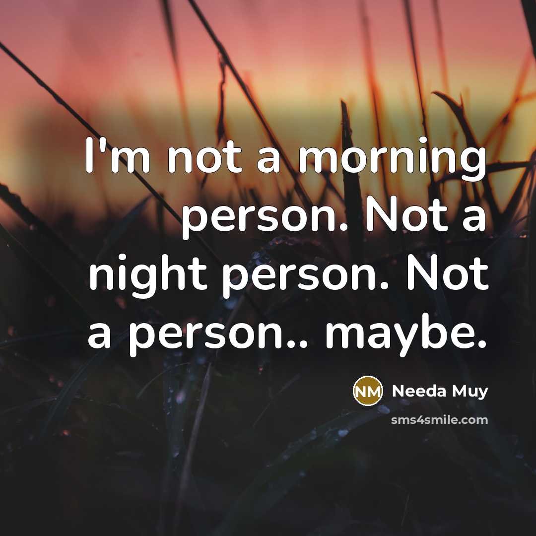 “I'm not a morning person. Not a night person. Not…” quote by Needa Muy