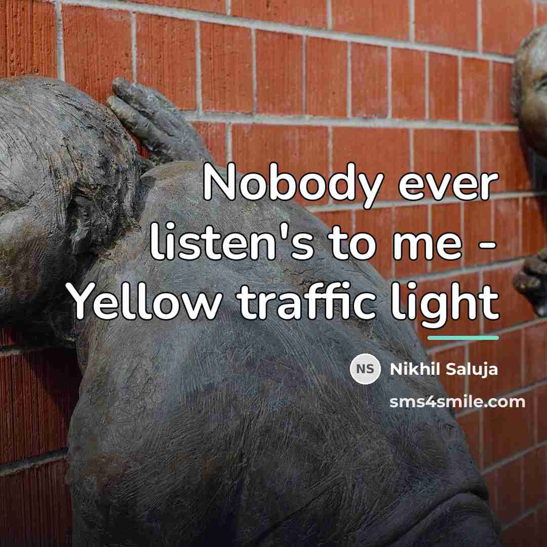 “Nobody ever listen's to me - Yellow traffic light…” quote by Nikhil Saluja