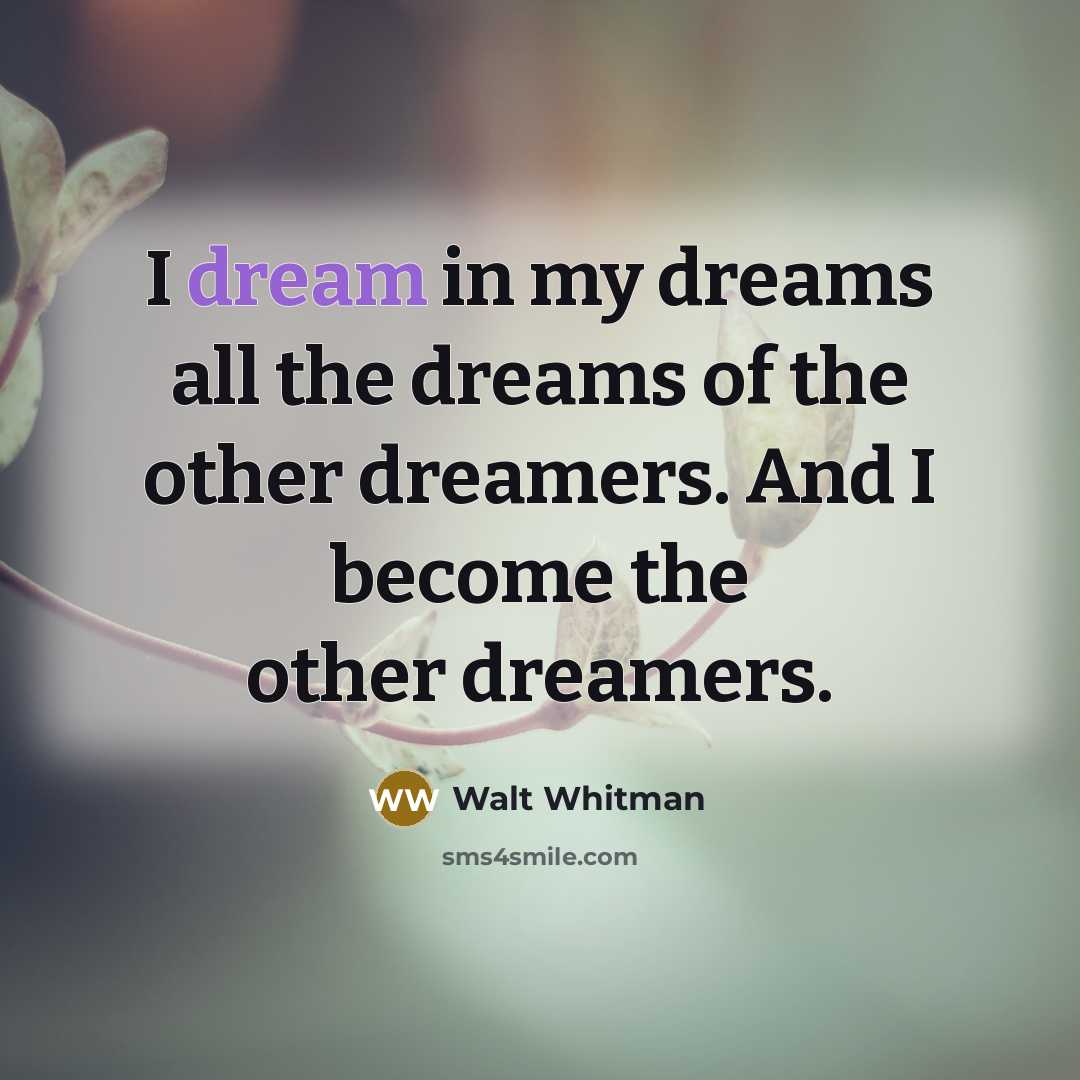 “I dream in my dreams all the dreams of the…” quote by Walt Whitman