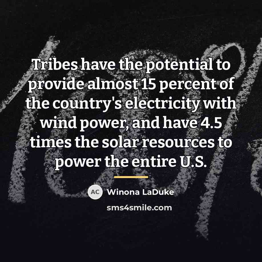 “Tribes have the potential to provide almost 15 percent of…” quote by Winona LaDuke