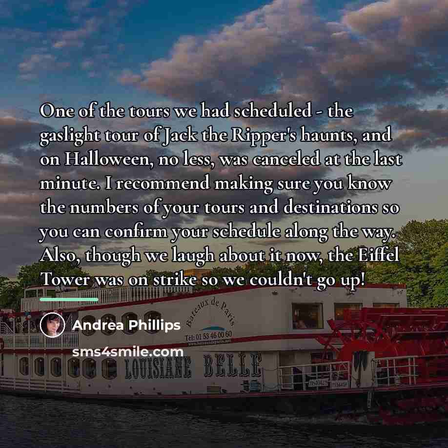 “One of the tours we had scheduled - the gaslight…” quote by Andrea Phillips