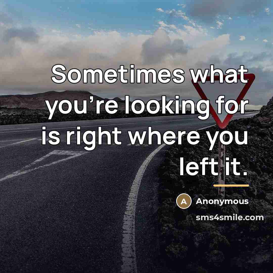 “Sometimes what you're looking for is right where you left…” quote by Anonymous