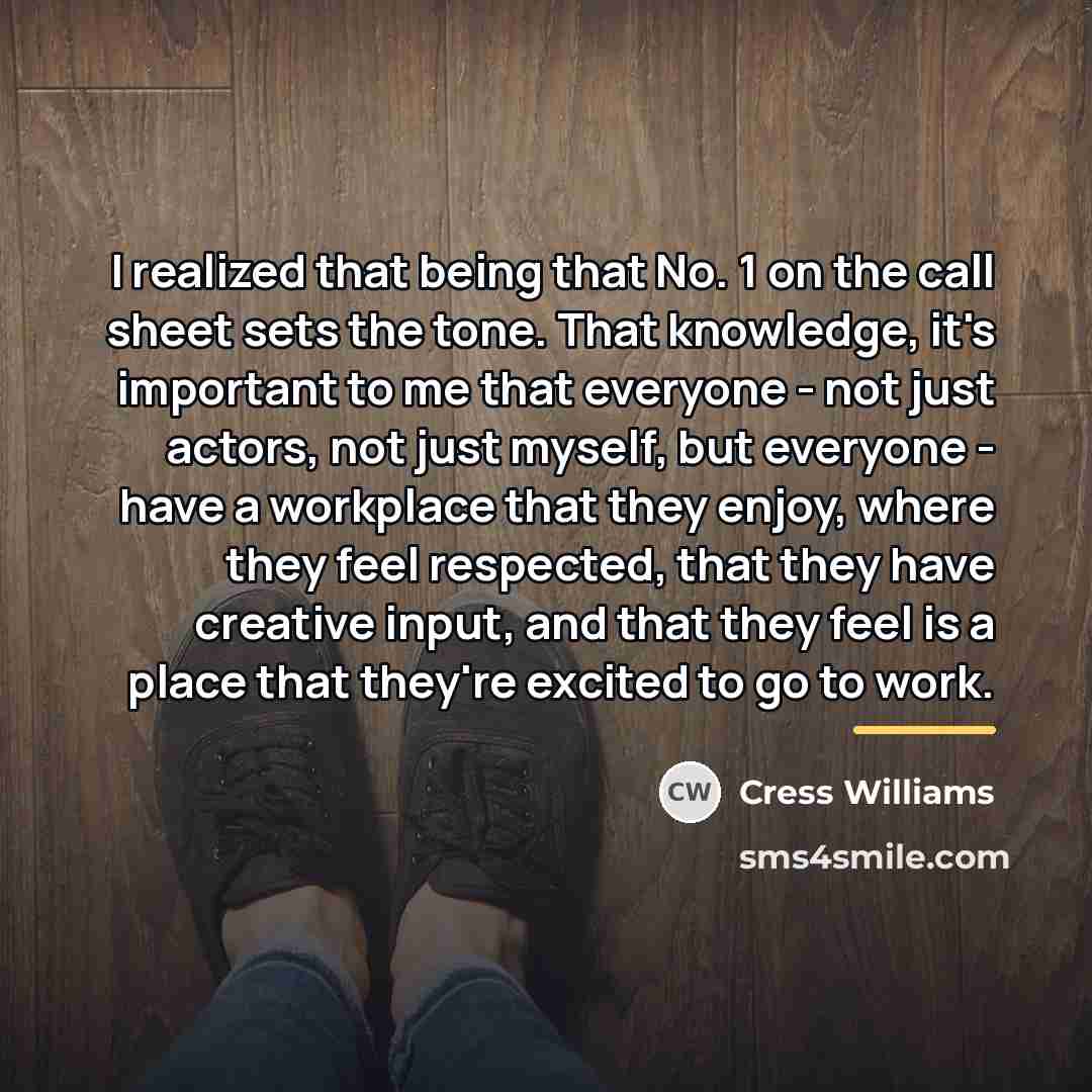 “I realized that being that No. 1 on the call…” quote by Cress Williams