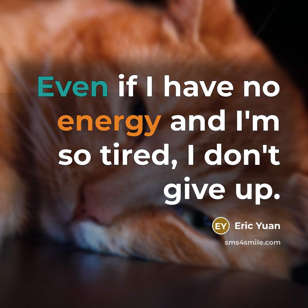 “Even if I have no energy and I'm so tired,…” quote by Eric Yuan